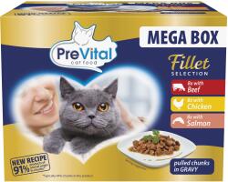 PreVital Fillet Selection alutasakos macskaeledel válogatás - marha, csirke, lazac szószban 24 x 85 g