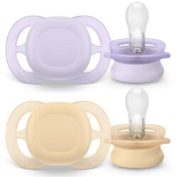 Philips Set 2 Suzete Philips-Avent Ultra Start SCF075/11 Ortodontice Fara BPA 0-2luni Bej/Lila (SCF075/11)