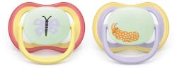 Philips Set 2 Suzete Philips-Avent Ultra Air SCF376/25 fara BPA 0-6luni Ortodontice Fosforescent Violet/Galben (SCF376/25)