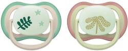 Philips Set 2 Suzete Philips-Avent Ultra Air SCF376/31 Ortodontice Fara BPA 6-18luni pentru Noapte cu Buton Fosforescent Pastel (SCF376/31)