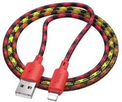 hoco. x116 adatkábel, usb - lightning, 12w, 100cm, cipőfűző, piros, kompatibilis: Apple IPAD Pro 12.9, 2015, / IPAD 9.7, 2018, / iPhone XS Max 6.5 (X116RED)