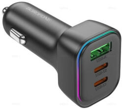 HD Borofone BZ28C Autós Töltő - PD 60W, 2×Type-C + 1×USB Port, Gyors Töltés (PM035172)
