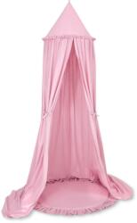  Készlet: függő pamut baldachin gyerekszobába és egy fodros szőnyeg - rózsaszín
