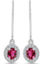  Ezüst Fülbevaló Cruzeroi Rubellittel és Fehér Topázzal, Y61794