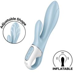 Satisfyer Vibrator Gonflabil Air Pump Bunny 1, 12 Moduri Vibratii, Silicon, USB, Albastru, 20.6 cm Vibrator