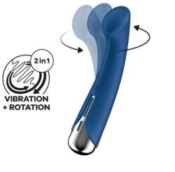 Satisfyer Vibrator Spinning G-Spot 1, 12 Programe de Vibratii, 5 Programe de Rotatii, Silicon, USB, Albastru, 16.5 cm Vibrator