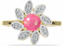  Arannyal Bevont Ezüst Gyűrű - Rózsaszín Opál és Fehér Topáz