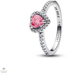 Pandora kiemelt rózsaszín szív gyűrű 54-es méret - 198421C03-54