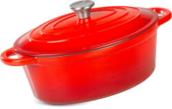 Magic home Lábas, MagicHome Castora Line, 30 cm, 4, 4 l, piros, fedővel, zománcozott öntöttvas, sütőben használható, indukciós kompatibilis (TC8010094)