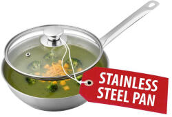 Magic home Nyeles lábas, MagicHome Chloe, 26 cm, 3, 2 l, ezüst, üvegfedővel, 304 rozsdamentes acél, háromrétegű alj, indukciós kompatibilis, mosogatógépben mosható (TC8010006)