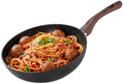 Magic home Wok serpenyő, MagicHome Black Marble Line, 28 cm, fekete, márványhatású, tapadásmentes, alumínium, indukciós, mosogatógépben mosható (TC801744)
