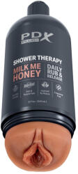 Pipedream - PDX Plus Műpunci maszturbátor, Pipedream PDX Plus, Shower Therapy Milk Me Honey, 16-20 cm, mézbarna, TPE, letapasztható tapadókoronggal, flakon dizájn