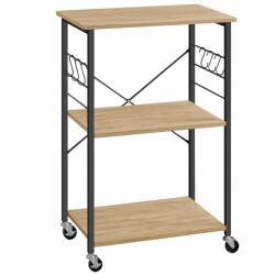  Multifunkcionális konyhai polc kerekeken TRONUS, fekete/sonoma tölgy