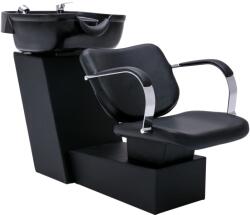vidaXL fekete műbőr fejmosószék mosdókagylóval 137 x 59 x 82 cm (337171)