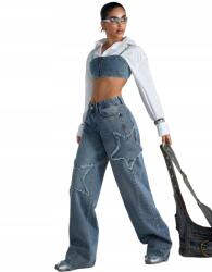 Shein 36-OS Farmer Nadrág Felvarrt Csillagokkal