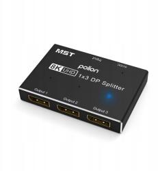 Polion Dokkoló állomás Hub Adapter, 1x3 DisplayPort, 8K, 1 input, 3 output (PLNA045)