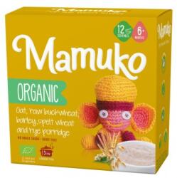 Mamuko Porridge din 5 cereale ovaz, hrisca, orz, spelta si secara bio 6+ luni 200g Mamuko