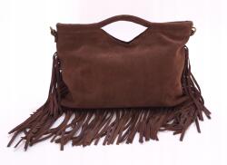 Laura Biaggi Női boho kézitáska, velúr rojtokkal, barna