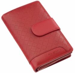 La Scala piros kívül cipzáras közepes női bőr pénztárca dgn192