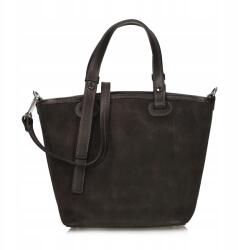 Toscanio Kis Női Kézitáska, velúrbőr, sötétbarna, levehető pánttal (G104)