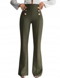 Shein Nadrág, Size XL, zöld, magas derekú, arany gombok