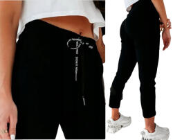 Mabaje Szivarnadrág, Size S, fekete, magas derék, rugalmas anyag (wiosenne na lato duże rozmiary 5xl)