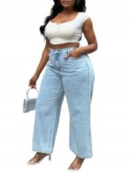 Shein Női Farmer, széles harang, strasszokkal, Size 46