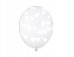 Party Deco Lufik, 30cm, Szívecskék, Crystal Clear, 6db