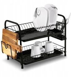 Tadar kétszintes edényszárító, 53×33×24cm, fekete, műanyag, fém (5903313449502)