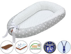 Scamp babafészek kókuszbetétes - szürke csillagos