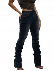 Shein 27 Női Egyenes Szárú Farmernadrág Fodros Hatással