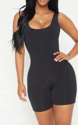 Prettylittlething Fekete Rövid Overál, testhezálló, Size 34, vállpántokkal