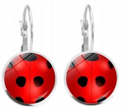  Pöttyös fülbevaló, katicabogár, ezüst, piros, fekete, Size univerzális