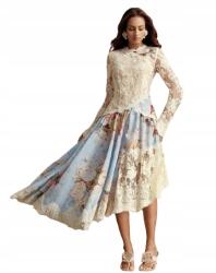 Shein Ruha Csipkével És Virágmintával Hosszú Ujjú 38 1GQ