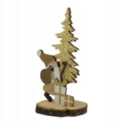 Nowa Karácsonyi fa figura, fa Mikulás arany színű, 15 cm-es, karácsonyi dekoráció (ZL19C968/3070157/GOLD)