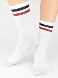  Férfi félfrottír zokni, dekoratív csíkos, Size 43-46, fehér