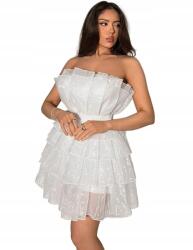 Shein M Romantikus Fehér Ruha Lépcsőzetes Fodros