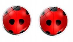  Pöttyös Fülbevaló Katicabogár, ezüst, piros, fekete, 1.5×1.5cm méretű