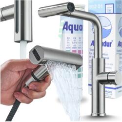 Ari konyhai csaptelep, kihúzható, forgatható kifolyó, ezüst (Bateria Kuchenna z Wyciąganą Wylewką)