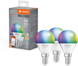 OSRAM 3x LED izzó E14 gömb alakú 4, 9 W = 40 W 470 lm CCT RGB SMART+ WiFi szabályozható mini izzó Ledvance (4058075779136)