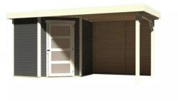 Karibu fából készült kerti ház KARIBU SCHWANDORF 3 + menedékház hátsó fallal 240 cm (9211) terragrau (LG3894)