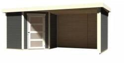 Karibu fából készült kerti ház KARIBU SCHWANDORF 3 + menedékhely 280 cm hátsó és oldalfalakkal együtt (77745) terragrau (LG3902)