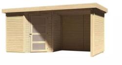 Karibu fából készült kerti ház KARIBU SCHWANDORF 3 + menedékház hátsó és oldalfallal 240 cm (77740) natur (LG3895)