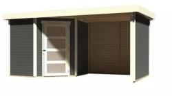 Karibu fából készült kerti ház KARIBU SCHWANDORF 3 + menedékház hátsó és oldalfalakkal 240 cm (77741) terragrau (LG3896)