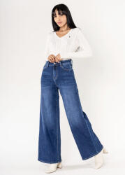 Nina Carter Blugi albastrii dama wide leg Nina Carter YY300-9 M10 (YY300-9MEDIUMBLUE-38)