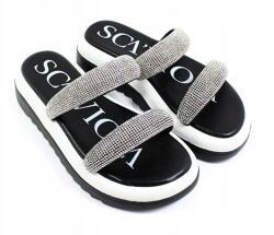 SCA'VIOLA Scaviola fekete flip-flop papucs, strasszokkal, platform, Size 40 (L-40)