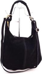 Laura Biaggi bőr kézitáska, fekete, velúr, válltáska (TS11-319)