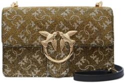 PINKO Love One Mini Bőr Kézitáska, arany kristályokkal, LOVE Birds Monogram (103335 A20D)