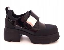 Loretta Vitale Női tépőzáras bőr félcipő, Size 40, fekete (W5329)