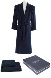 Soft Cotton LORD férfi fürdőköpeny + törölköző + fürdőlepedő + box Sötét kék / Navy S